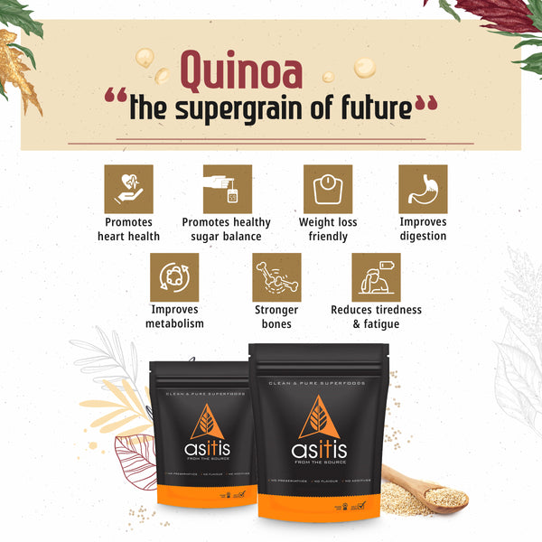 AS-IT-IS Buy Organic Quinoa Seeds - 1200g | Excellent Vegan Protein Source | Gluten-Free | Fibre-Rich | Nutrient-Dense