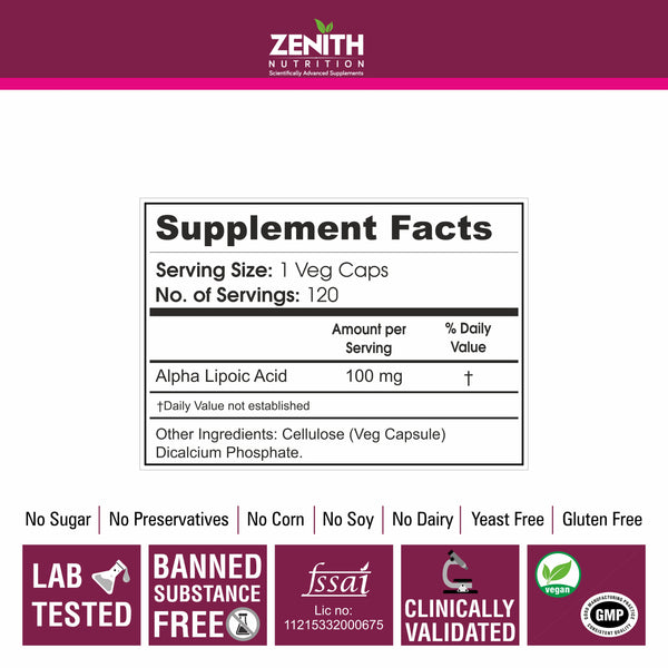 Zenith  Alpha Lipoic Acid - 120 Veg caps