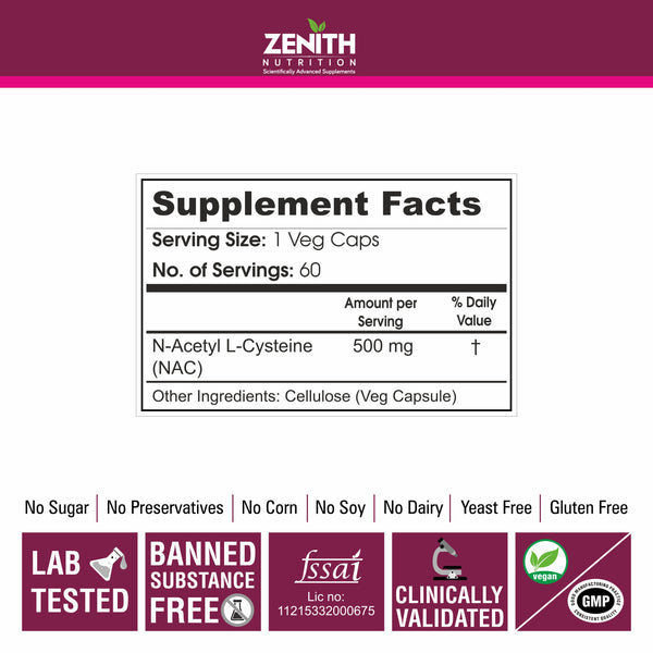 NAC ( N-Acetyl L-Cysteine ) 500mg – 60 Veg caps