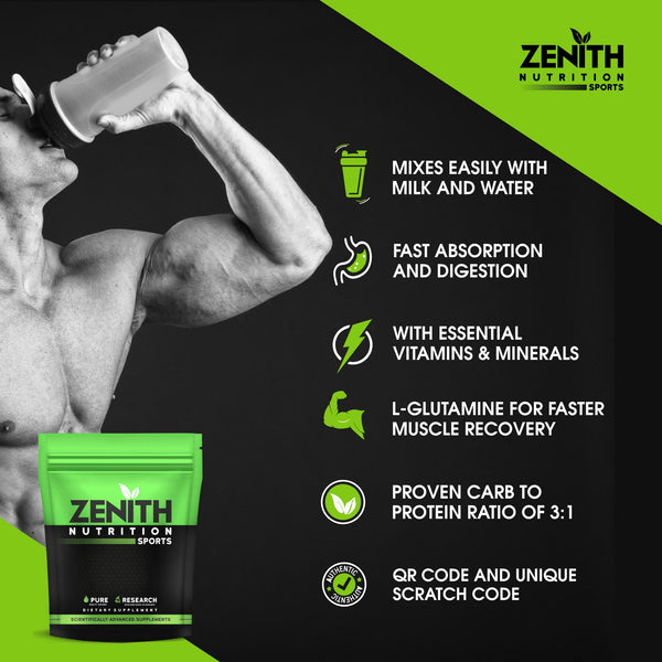 Zenith Mass Gainer with Enzyme blend | Added Glutamine  (Double Rich Chocolate) Buy Mass gainer online