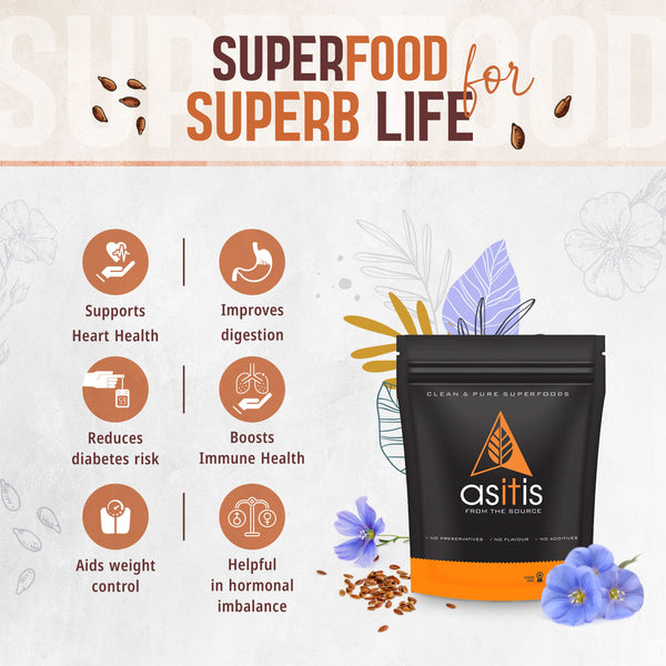 Organic Flax Seeds Online - 600g | Excellent Vegan Source Of Omega-3s | Antioxidant-Rich | Fibre-Rich | Nutritious