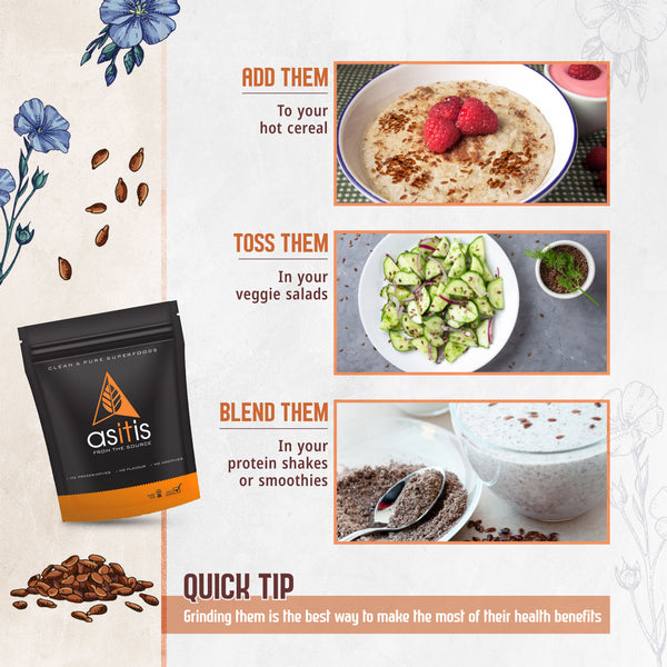 Organic Flax Seeds Online - 600g | Excellent Vegan Source Of Omega-3s | Antioxidant-Rich | Fibre-Rich | Nutritious