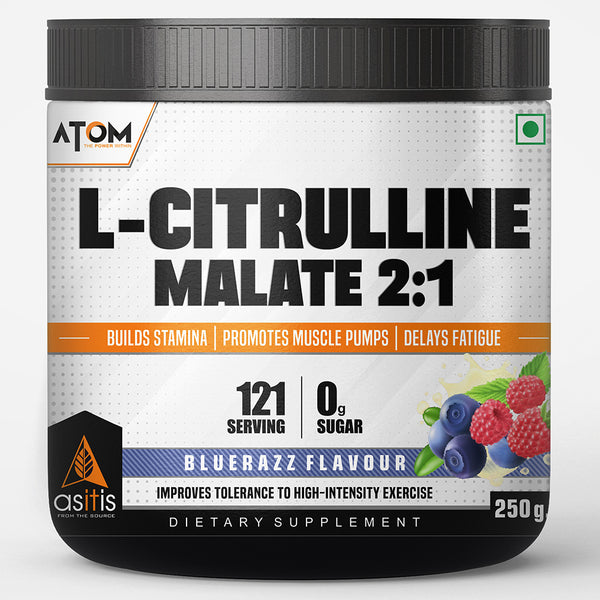 ATOM L Citrulline Malate | 0 Sugar | Improves Tolerance to High-Intensity Exercise | Builds Stamina |