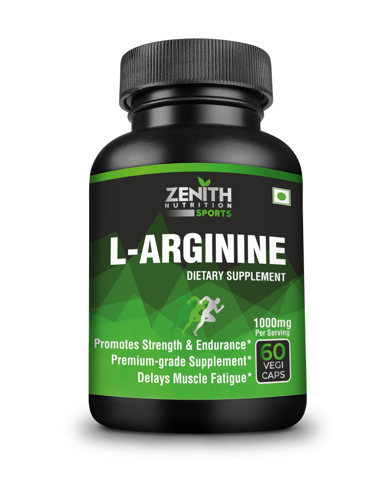 Zenith Sports L-Arginine - 60 VegiCaps | 1000mg per serving of 2 caps | Muscle Building | Promotes Stamina & Endurance