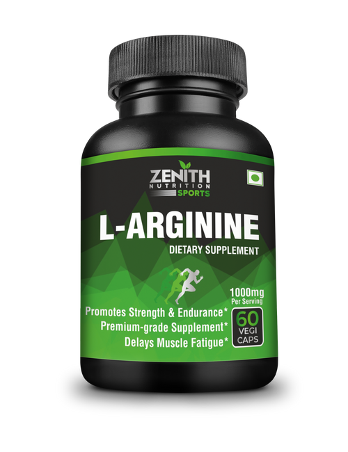 Zenith Sports L-Arginine - 60 VegiCaps | 1000mg per serving of 2 caps | Muscle Building | Promotes Stamina & Endurance