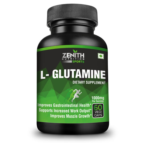 Zenith Sports L-Glutamine 1000mg per serving of 2 capsules | Increases Exercise Performance | Supports Muscle Mass | 60