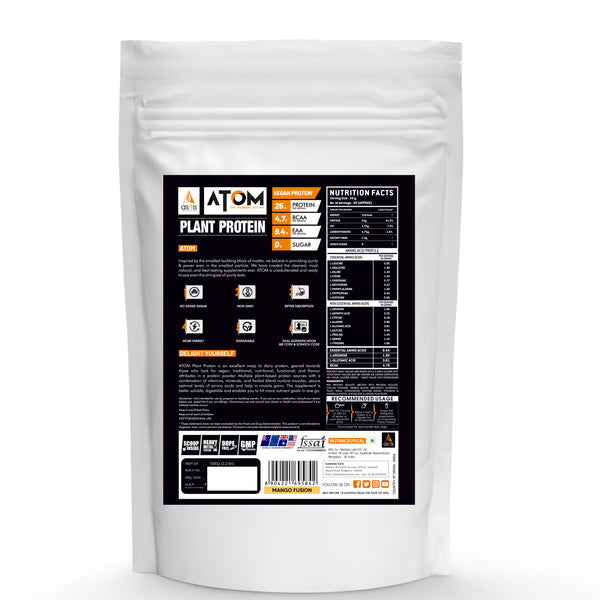 atom plant protein mango fusion 1kg pack