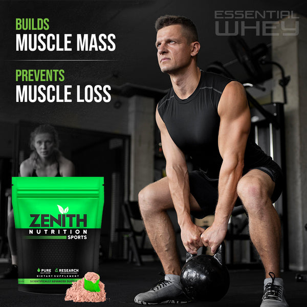 Zenith Sports Essential Whey 1kg | 24g Protein | 5.8g BCAA | Accelerate Performance | Muscle gain | Choco Hazel Fusion