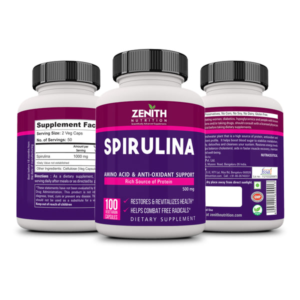 Spirulina 500mg - 100 Veg Caps