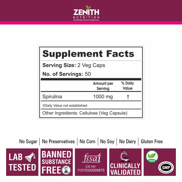 Spirulina 500mg - 100 Veg Caps