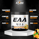 AS-IT-IS ATOM EAA (Essential Amino Acids) 100g | 2:1:1 BCAA Ratio | 9.6g EAA | Zero Added Sugar | 9 Servings | Tangy Orange Flavor