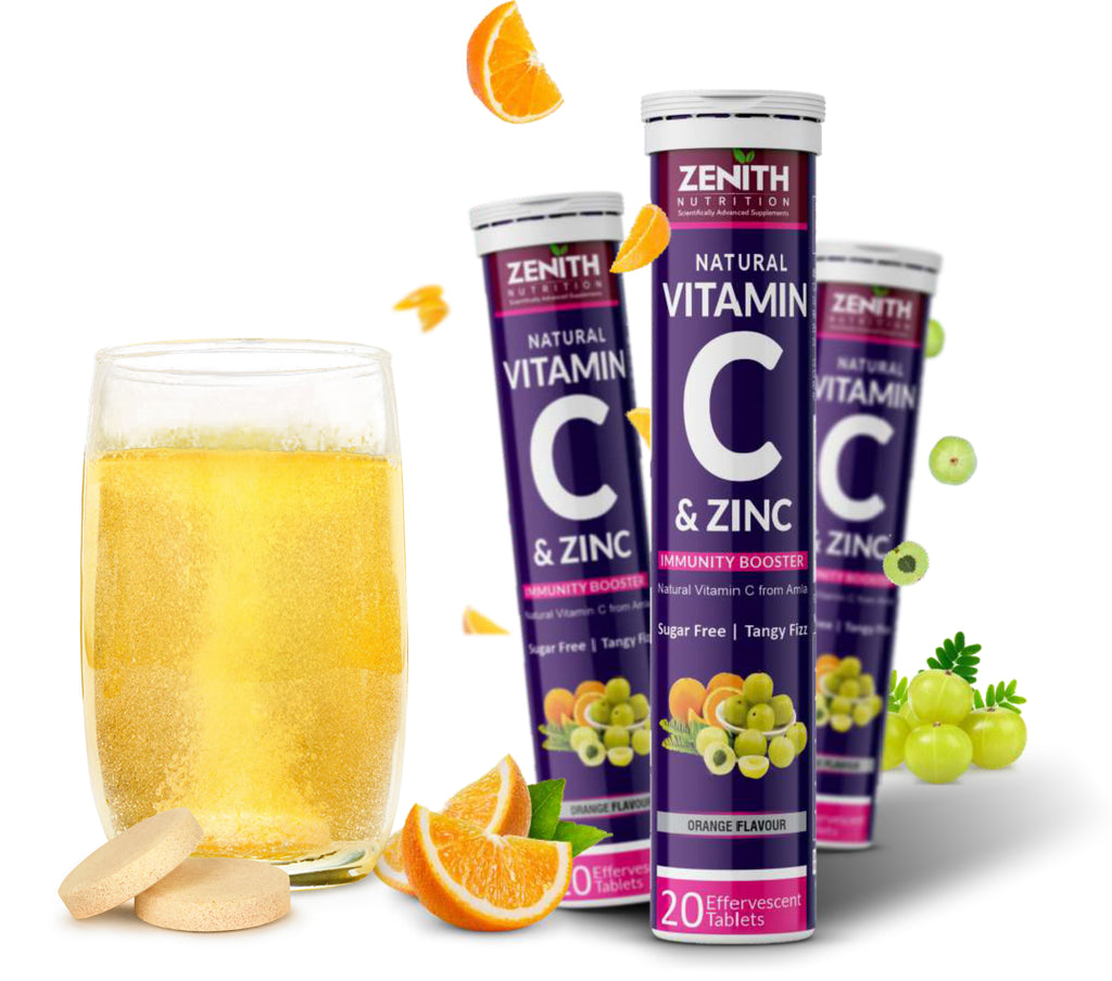 Buy Vitamin C & Zinc - 20 Effervescent Tablets | Antioxidant - Immunity - Skincare| Collagen Builder