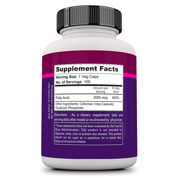 Folic Acid 2mg - 100 Veg caps