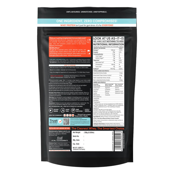 AS-IT-IS Nutrition Whey Protein Concentrate | Single Ingredient | Unflavoured