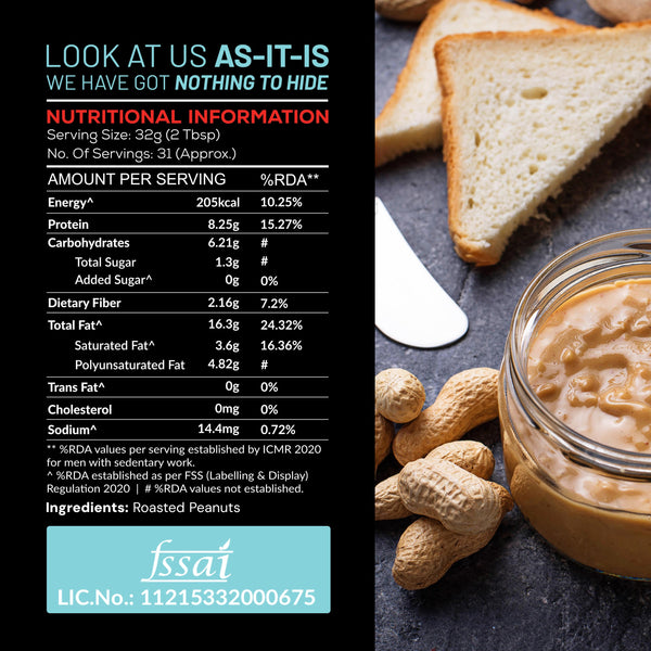 AS-IT-IS One Peanut Butter | Unflavoured & Unsweetened | 1Kg