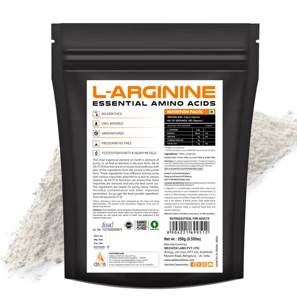 AS-IT-IS Nutrition L-Arginine Powder for Muscle Building & Endurance