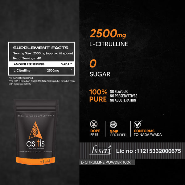 AS-IT-IS Nutrition Pure L-Citrulline Powder, Boosts Nitric oxide & Muscle growth