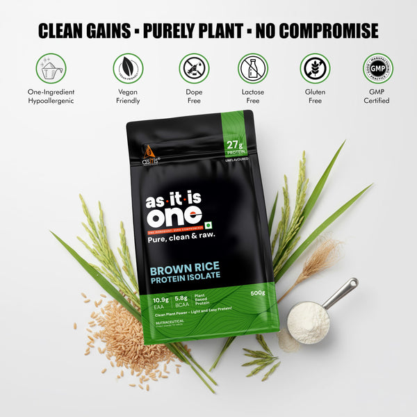 AS-IT-IS Nutrition Brown Rice Protein 80% | Designed as Meal supplement | Lab Tested | Unflavoured