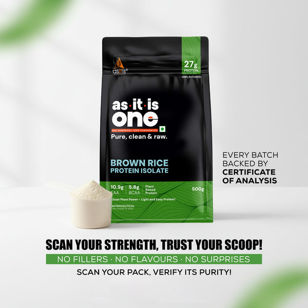 AS-IT-IS Nutrition Brown Rice Protein 80% | Designed as Meal supplement | Lab Tested | Unflavoured