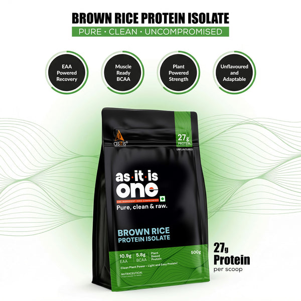 AS-IT-IS Nutrition Brown Rice Protein 80% | Designed as Meal supplement | Lab Tested | Unflavoured