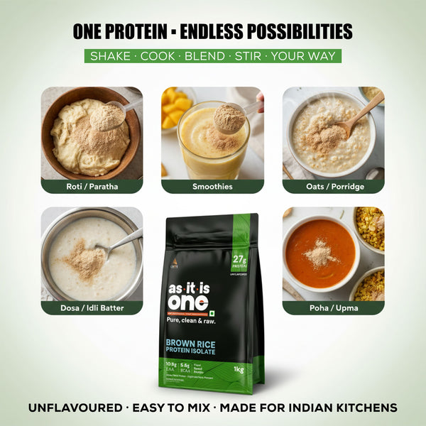 AS-IT-IS Nutrition Brown Rice Protein 80% | Designed as Meal supplement | Lab Tested | Unflavoured
