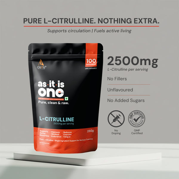 AS-IT-IS Nutrition Pure L-Citrulline Powder, Boosts Nitric oxide & Muscle growth