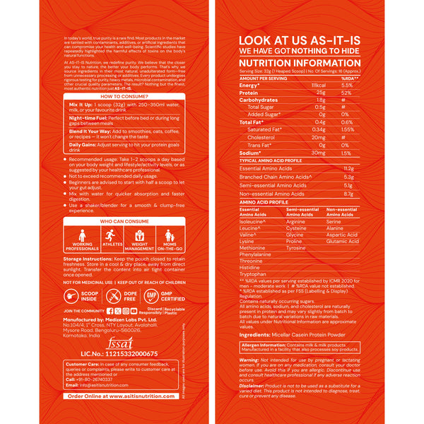 AS-IT-IS Nutrition Pure Micellar Casein