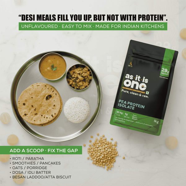 AS-IT-IS ONE Pea Protein Isolate - Plant Based Protein Powder, Supports Muscle Recovery & Growth