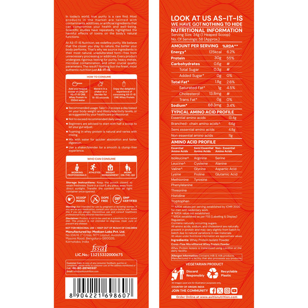 AS-IT-IS Nutrition Whey Protein Isolate / Best Whey Protein Brand in India