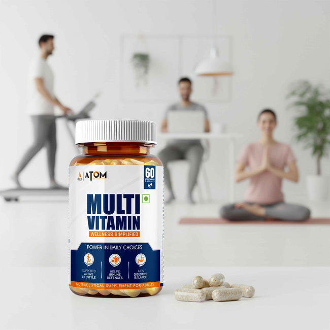 AS-IT-IS ATOM Multivitamin for Men & Women - 60 capsules | 31 Vital Nutrients | Designed as per RDA | Supports Bone & Skin Health | Powerful Antioxidant | With Probiotic Blend