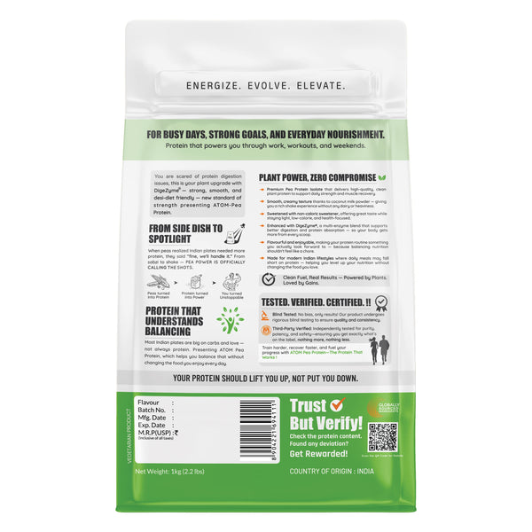 AS-IT-IS Nutrition ATOM Pea Protein| 29g Protein| Peak Muscle Gains & Fast Recovery| Easy Digest| Vegan Smooth & Delicious