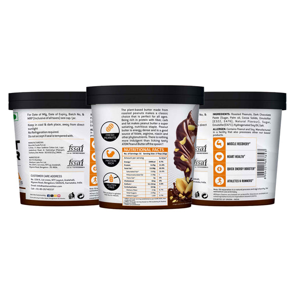 AS-IT-IS ATOM Chocolate Peanut Butter  1Kg | Gluten Free | Cholesterol Free
