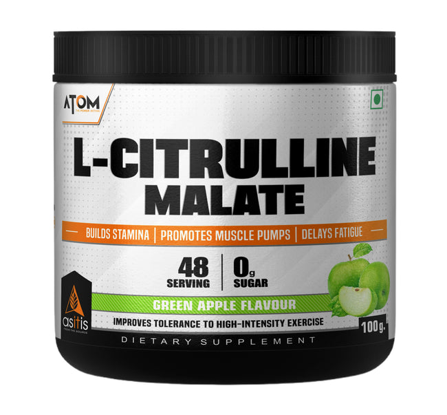 ATOM L Citrulline Malate | 0 Sugar | Improves Tolerance to High-Intensity Exercise | Builds Stamina |
