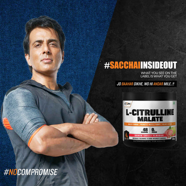 ATOM L Citrulline Malate | 0 Sugar | Improves Tolerance to High-Intensity Exercise | Builds Stamina |