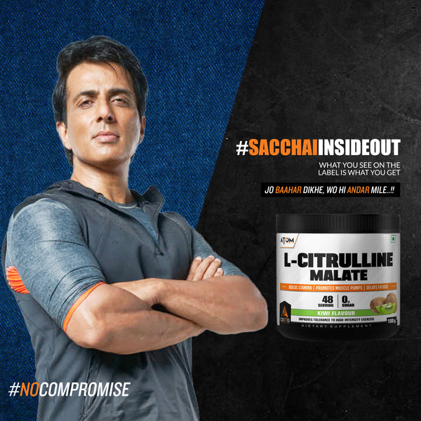 ATOM L Citrulline Malate | 0 Sugar | Improves Tolerance to High-Intensity Exercise | Builds Stamina |