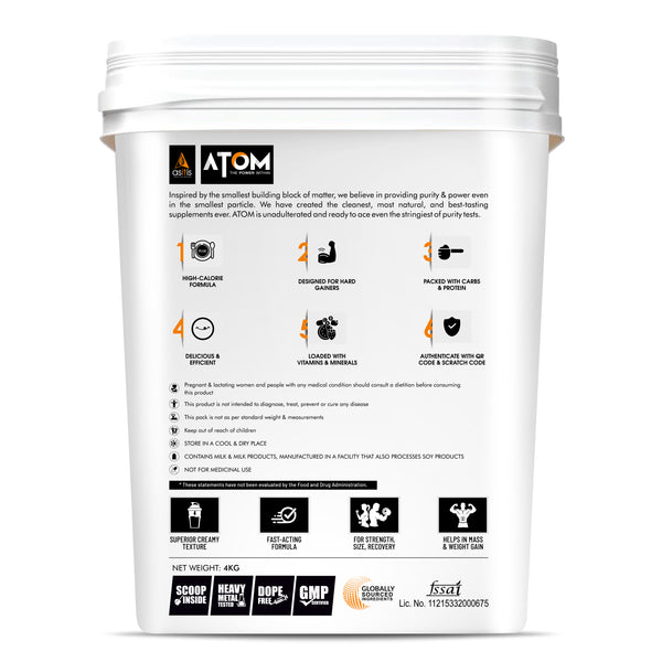 AS-IT-IS ATOM Mass Gainer | 5:1 Carb-Protein Ratio | Powered with BCAA, L-Glutamine, Tribulus, Ashwagandha