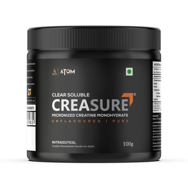 AS-IT-IS ATOM Creasure® 100% Soluble Creatine Monohydrate, Micronised & Unflavored,
