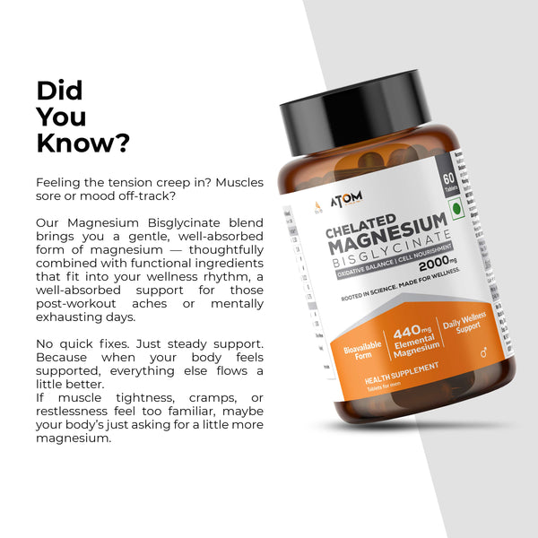 ATOM Chelated Magnesium Bisglycinate - 60 Tablets