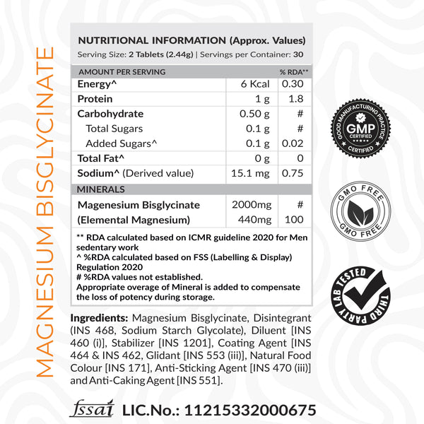 ATOM Chelated Magnesium Bisglycinate - 60 Tablets
