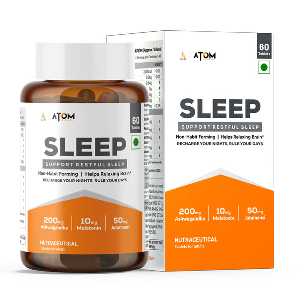 ATOM Sleep I Non-Addictive Sleep-Aid | 60 Veg Tablet