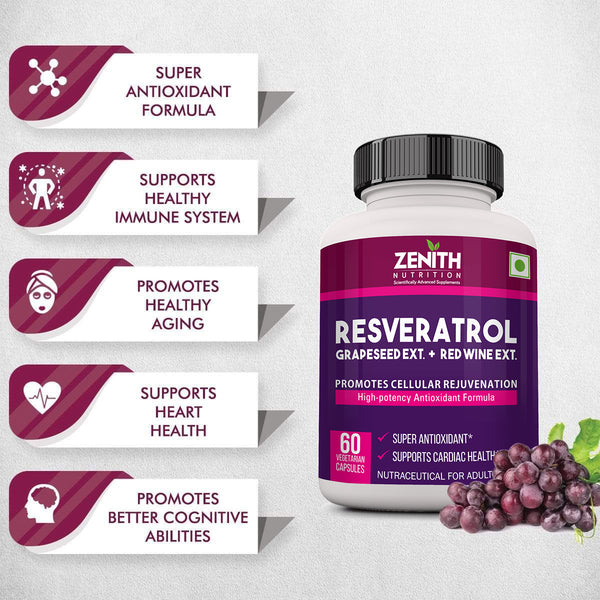 Resveratrol Grapeseed Ext  Red Wine Ext - 60 Veg caps