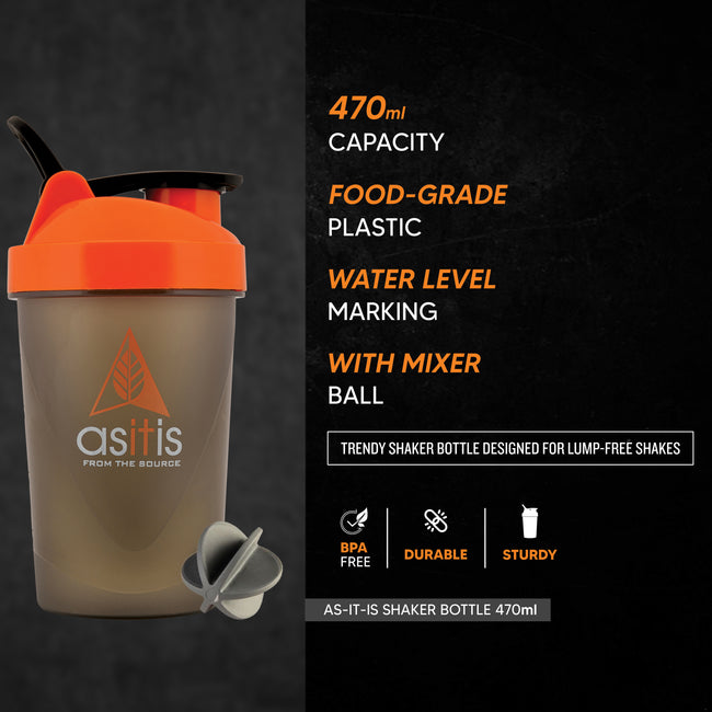 AS-IT-IS Nutrition Protein Shaker Bottle with Mixer Ball