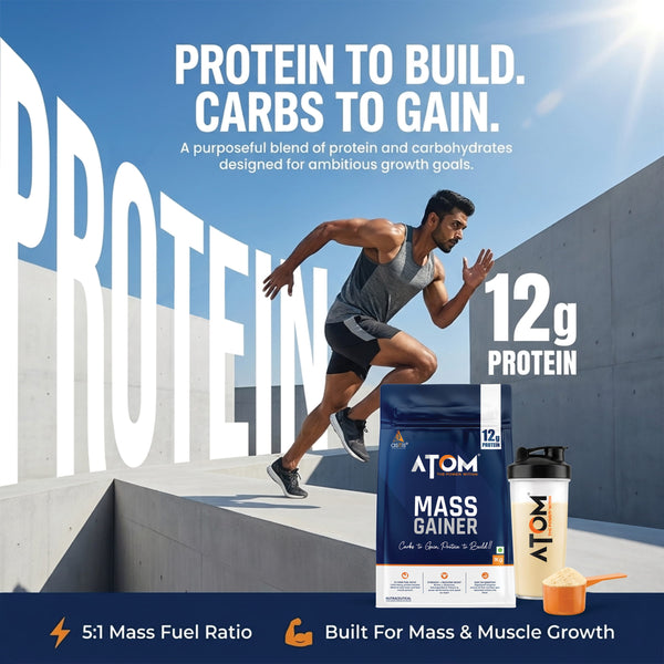 AS-IT-IS ATOM PWR Mass Gainer | 5:1 Carb-Protein Ratio | Powered with BCAA, L-Glutamine, Tribulus, Ashwagandha
