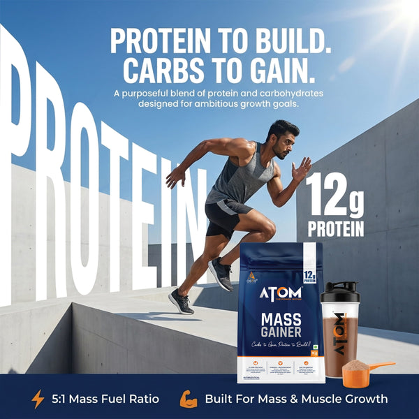 AS-IT-IS ATOM PWR Mass Gainer | 5:1 Carb-Protein Ratio | Powered with BCAA, L-Glutamine, Tribulus, Ashwagandha