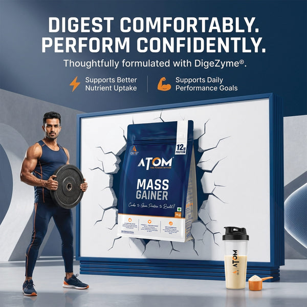 AS-IT-IS ATOM PWR Mass Gainer | 5:1 Carb-Protein Ratio | Powered with BCAA, L-Glutamine, Tribulus, Ashwagandha