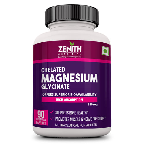 High Absorption Chelated Magnesium Glycinate 60 Vegetarian capsules | Supports Bone Health | Nerve & Muscle Function