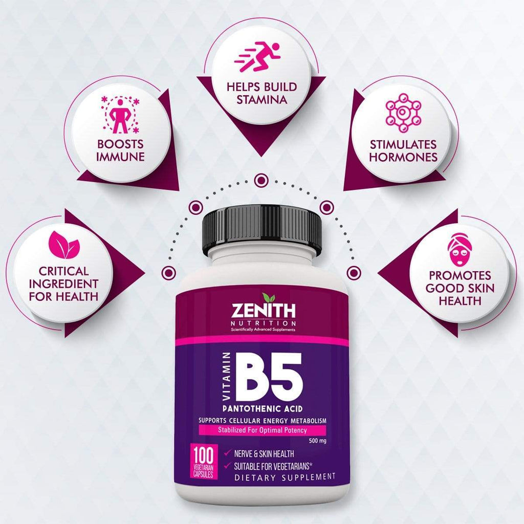 Pantothenic Acid / Vitamin B5, 500mg 100 Veg caps