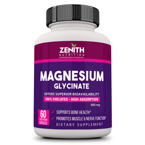 High Absorption Chelated Magnesium Glycinate 60 Vegetarian capsules | Supports Bone Health | Nerve & Muscle Function