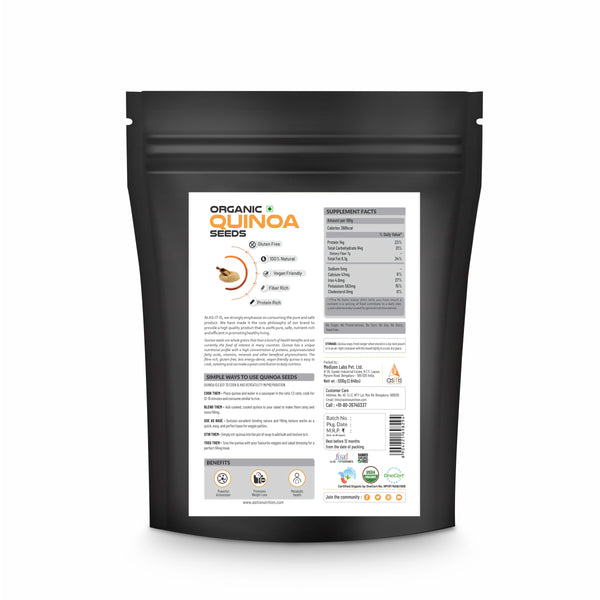 AS-IT-IS Buy Organic Quinoa Seeds - 1200g | Excellent Vegan Protein Source | Gluten-Free | Fibre-Rich | Nutrient-Dense