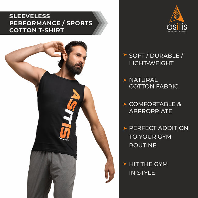 AS-IT-IS Nutrition Sleeveless Performance/Sports Cotton T-Shirt